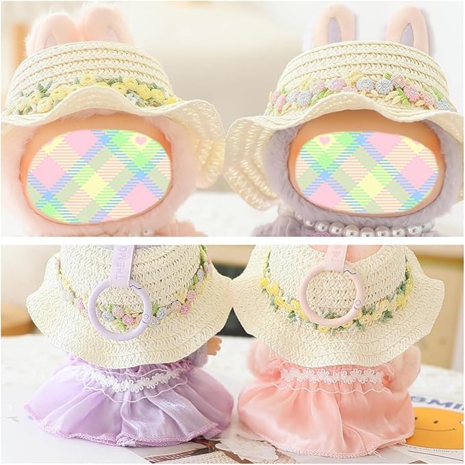 Clothes for Lububu Dolls(No Doll) Accessories, Outfit Set 5 Pieces Gauze Dress for 17cm Doll, Romantic Hat Skirt Shoes Doll Clothing Set Replacement White