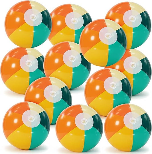 12 Pcs Orange Green Inflatable Beach Balls Bulk for Kid Pastel Jumbo Big Beach Balls Baby Shower Birthday Summer Swimming Party Decorations Favor Water Games(8 Inch)