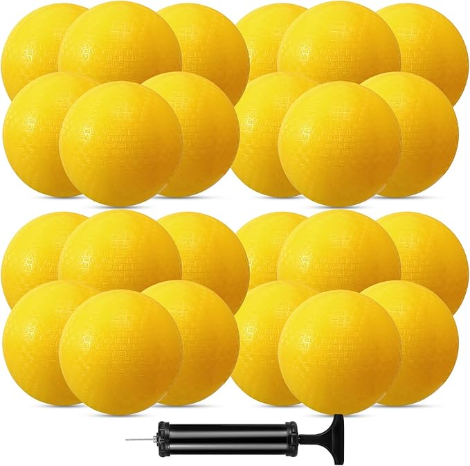 24 Pcs Playground Balls,6 Inch Inflatable Dodge Balls,Sport Bouncy Balls with a Hand Pump,Dodgeball Balls for Indoors Outdoors Ball Games,Gym,School,Camps,Picnic