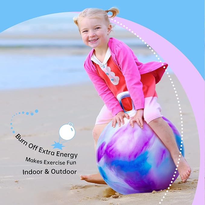 ZOOJOY Hopper Ball 2 Pack, 18 in Bouncy Ball with Handle for Kids, Clouds Girls Toys for Indoor Active Play Toys, Girls Boys Hopping Birthday Gifts for 3 4 5 6 7 8 Yr Old