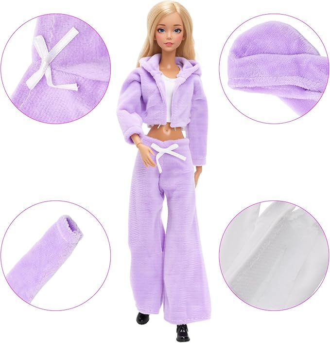 13 Pcs Doll Winter Clothes and Accessories - 3 Set Dolls Winter Coat Clothes, 2 Pairs of Shoes and 8 Pcs Skiing Accessories for 11.5 Inch Girl Doll Winter Playset