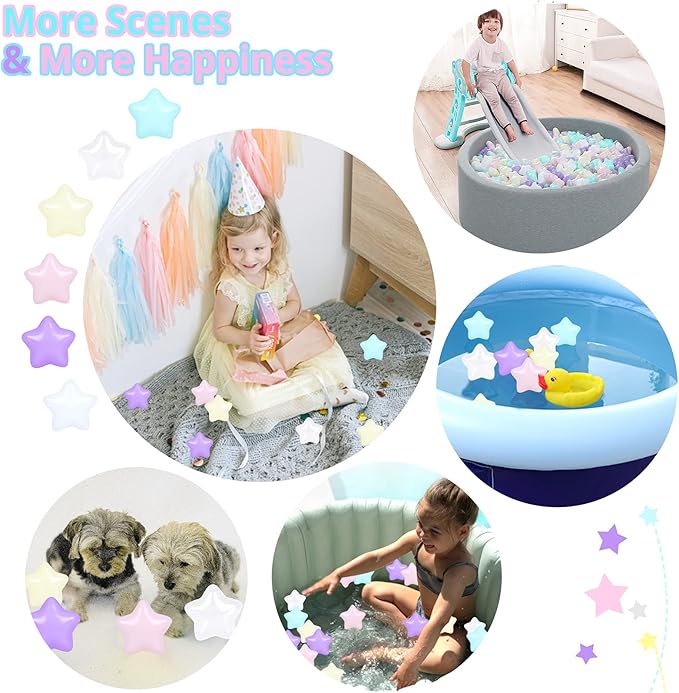 STARBOLO Ball Pit Balls for Toddlers Pack of 100 200 500 - BPA&Phthalate Free Non-Toxic Crush Proof Soft Plastic Balls for 1-5Years Old Toddlers Girl Kids Birthday Pool Playpen Tent Party