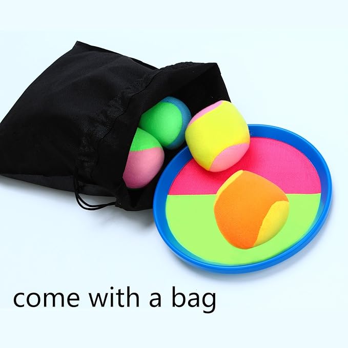 Aneco Paddle Catch Ball and Toss Game Set Disc Toss and Catch Paddle Game with 1 Storage Bag, 4 Paddles and 6 Balls (2 Big Balls and 4 Small Balls)