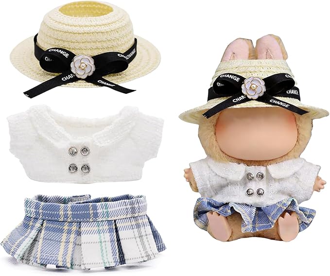 Clothes for 17cm Dolls, Luxury Chic Style Set High-End Fashion Outfit with Premium Dolls Accessories for Play & Display (White) - 3 Piece