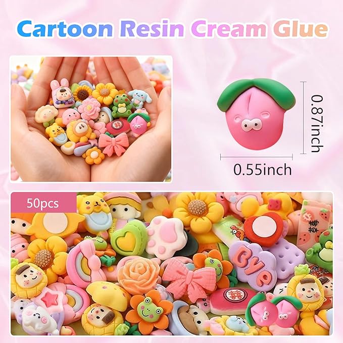 50PCS Vibrant Cartoon Resin Blind Bags – Colorful Mini Charms for Crafts, DIY Phone Case Decoration, Cute Resin Figures & Creative Art Projects