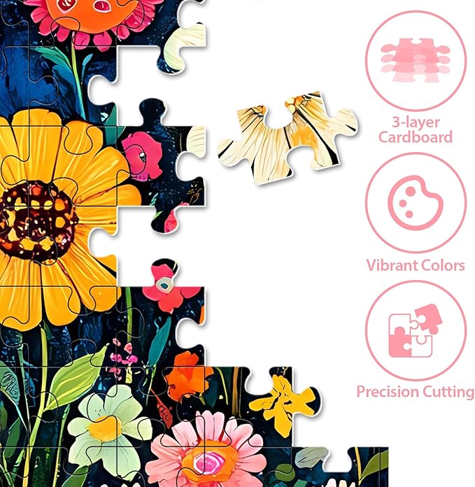 500 Piece Jigsaw Puzzle for Adults, Colorful Wildflowers Puzzle 500 Pieces for Adults Elderly, Recycled Cardboard Challenging Puzzle Perfect for Game Nights Finished Size 20.5 x 15 Home Decor