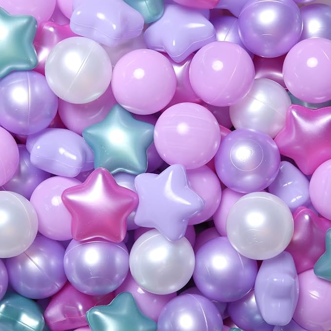Realhaha Ball Pit Balls 50 100 200 500, Star Shapes for Babies Kids Playpen Plastic Balls for Babies Ball Pool Puppy Playballs
