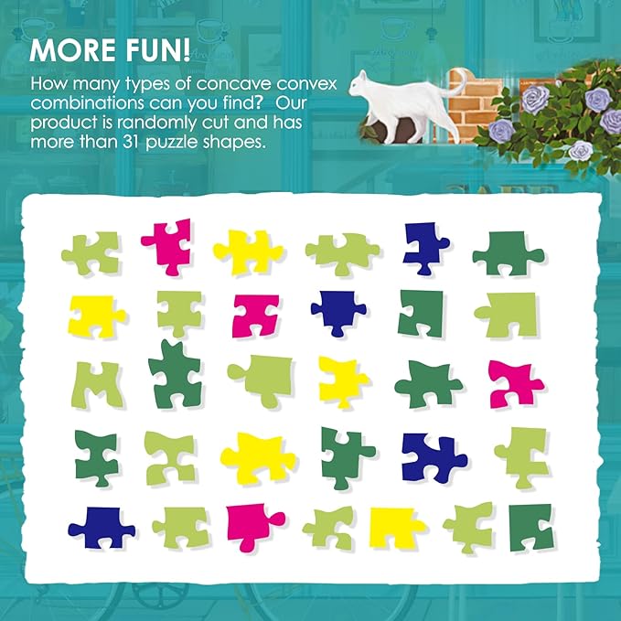 MOMIBOOK Puzzles for Adults 1000 Pieces Jigsaw Puzzles of Corner Coffee Shop, Painting Image Store Puzzle Difficult Challenging Hard Impossible Puzzle Unique Funny Party Christmas Birthday Gifts