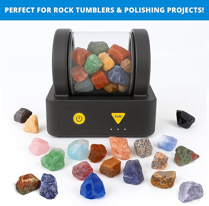 PIBEX Jumbo Rock Collection Kit - 20 Pcs Large Unpolished Rocks, Minerals & Crystals (1.5-2 inch) with 54 Game Cards, Learning Book, Collector Box & Magnifier - Educational Rock Lover Gift for Kids 6+