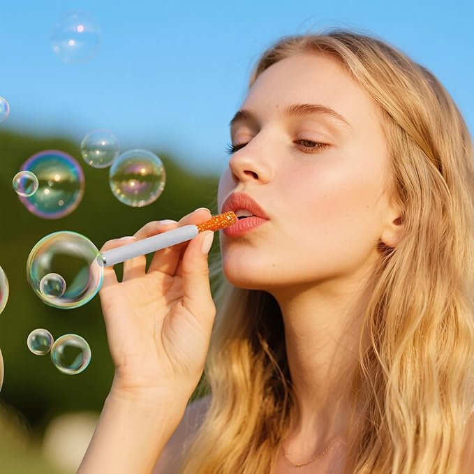 2 Pcs Bubble Blower Toy Bubbles Makers Pack,Fake Blowing Sticks with Liquid,Outdoor Bubble Makers Relaxation Toys,Funny Mini Bubble Box Games Birthday Party Gift for Men Women (A3)