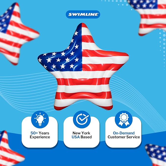 Swimline Inflatable Americana Star Island Pool Raft 65" x 69"