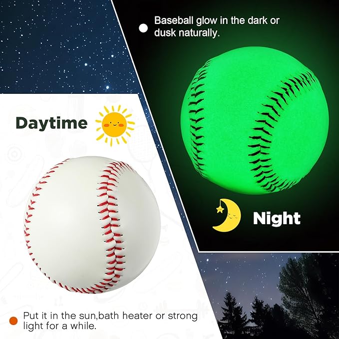 Hiboom 3 Pcs 3 Inch Glow in the Dark Kickballs Uv Light Quick Charger Bag for Adults Playground Backyard Game Outdoor in the Dark Games