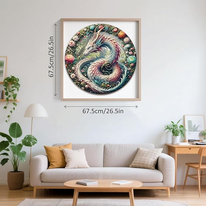 Dragon Puzzles for Adults 1000 Pieces, Round Mandala Jigsaw Puzzles 1000 Pieces, Impossible Difficult Hard Challenging Puzzles for Adults (26.5 * 26.5in)