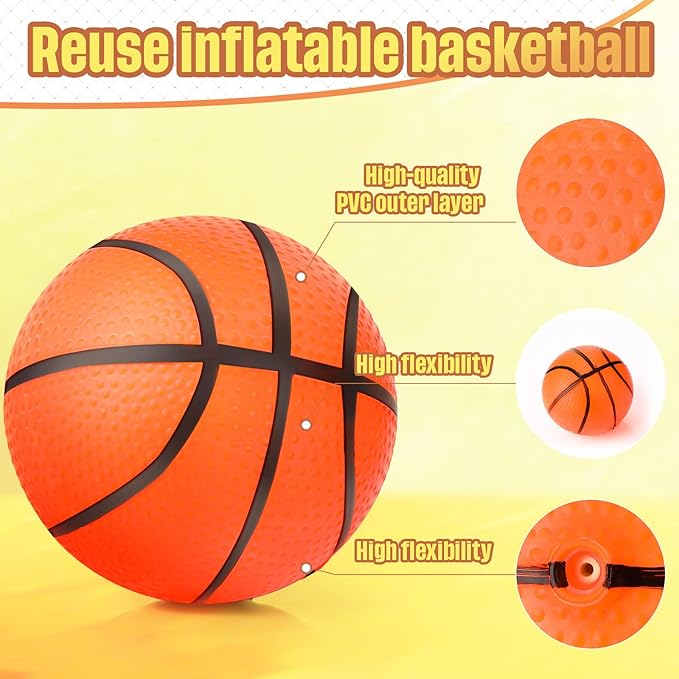 Civaner 20 Pcs Mini Soccer Basketball for Kids 4 Inch Inflatable Rubber Small Basketballs Gifts Toddlers Bouncy Toys Balls for Sports Beach Pool Theme Party Favor(Basketball Style)