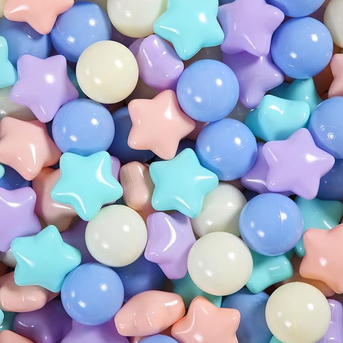STARBOLO Star Ball Pit Balls for Kids - 200pcs Crush Proof Plastic Children's Toy Balls Macaron Ocean Balls for Birthday Parties Games Pool