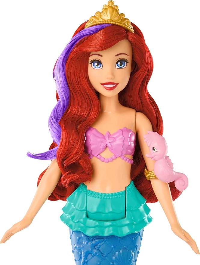 Mattel Disney Princess Toys, Ariel Swimming Mermaid Doll with Color-Change Hair and Tail, Water Toy Inspired by the Mattel Disney Movie