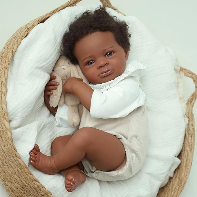 WOOROY Lifelike Reborn Baby Dolls Black – 20-Inch Realistic African American Newborn Baby Doll, Real Life Baby Dolls,Real Baby Doll with Full Vinyl Body with Accessories Gift for Kids Ages 3+