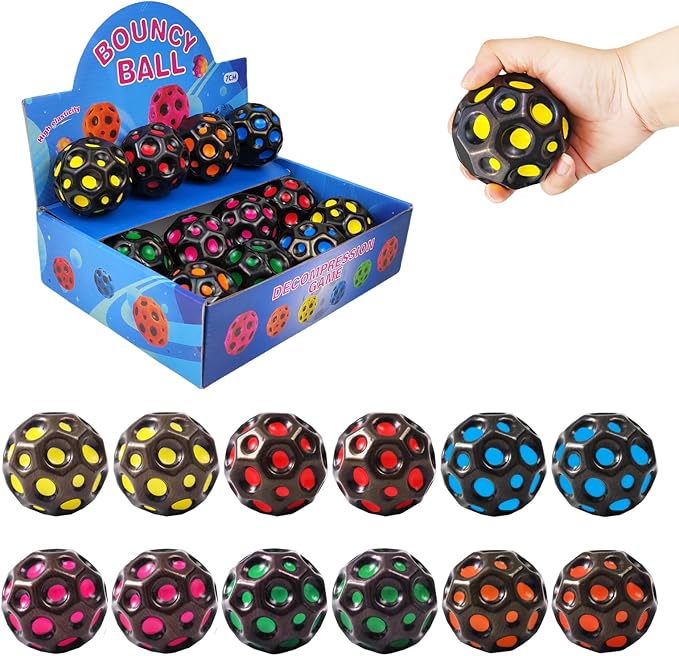 Bouncy Ball, Colorful Big Super Bouncy Astro Balls, Extreme High Bouncing Balls for Kids,Fun Kids Lightweight Foam Jump Balls for Outside, Improve Hand Eye Coordination Ability (12 Pack)
