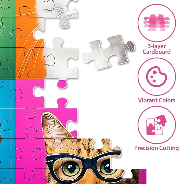 500 Piece Puzzles for Adults, Cats Jigsaw Puzzle for Adults Seniors, Recycled Cardboard Puzzle 500 Piece, Family Activity Great Gift for Family Friends 20.5 * 15 inch