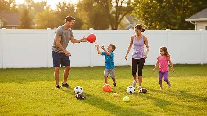 Soft Sports Balls Set for Kids Various Size of Soccer Ball, Basketball, Football,Tennis Ball,Volleyball with Hand Pump