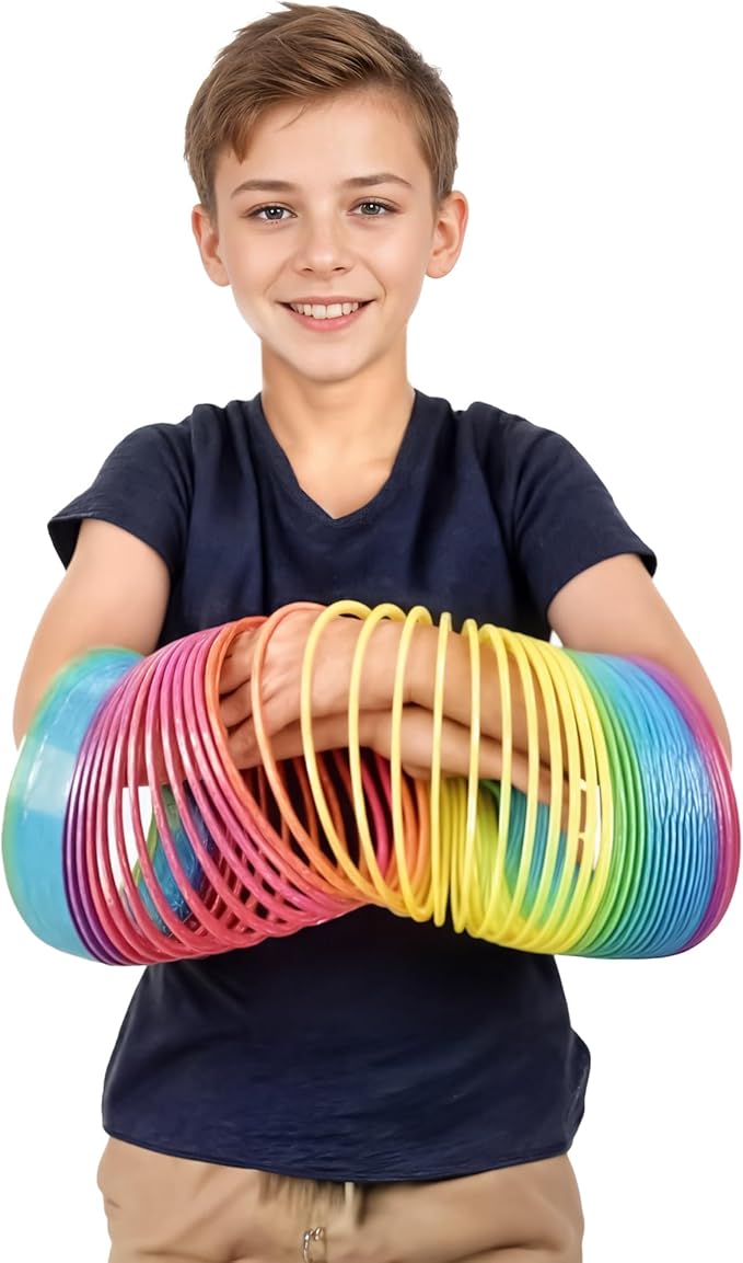 Liberty Imports 6" Jumbo Rainbow Coil Spring - Giant Classic Novelty Toy, Big Fun Large Magic Walking Magic Spring for Fidget and Stress Relief - Great Gift for Kids, Adults (Round)