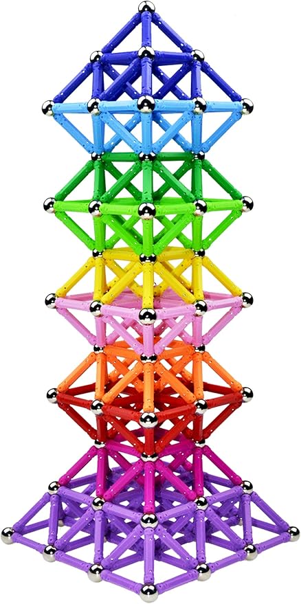 Beicarin 310 Pcs Magnetic Building Sticks Blocks Toys, Magnet Educational Toys Magnetic Blocks Sticks Stacking Toys Set for Kids and Adult, Non-Toxic Building Toy 3D Puzzle with Storage Bag