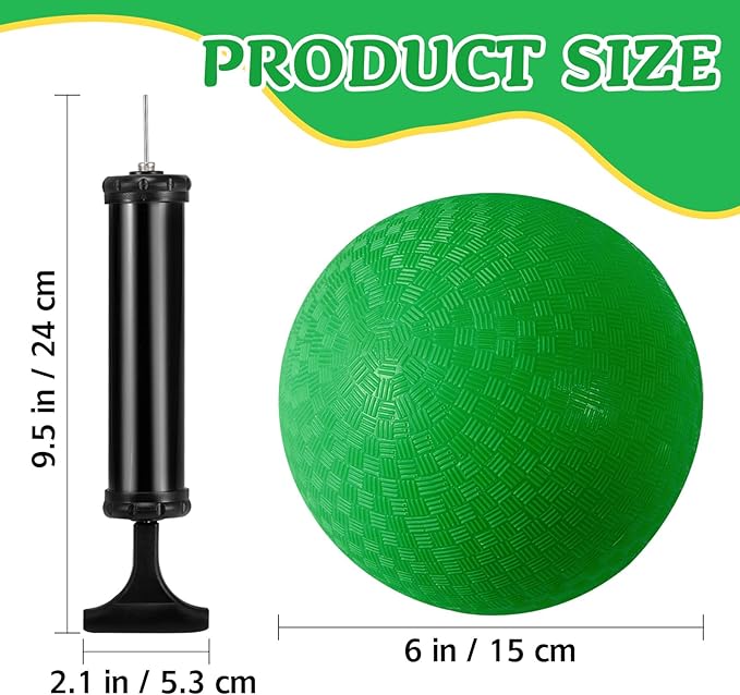 24 Pcs Playground Balls,6 Inch Inflatable Dodge Balls,Sport Bouncy Balls with a Hand Pump,Dodgeball Balls for Indoors Outdoors Ball Games,Gym,School,Camps,Picnic