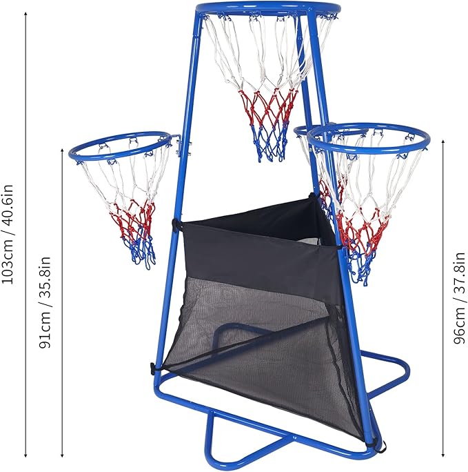 GarveeHome 4-Hoop Kids Basketball Set,Indoor & Outdoor Toddler Basketball Goal for Ages 3-6, Preschool Sports Toy with 4 Balls and Pump, Fun Active Play Gift