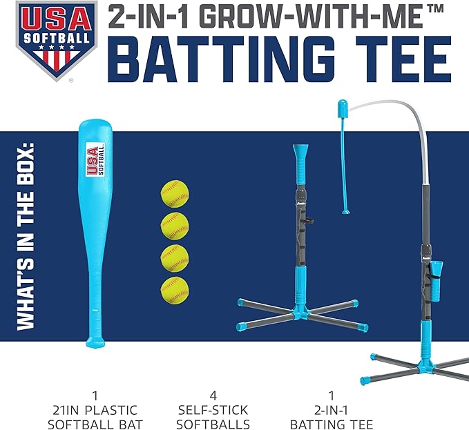 Franklin Sports Grow-with-Me Kids Baseball Batting Tee + Stand Set for Youth + Toddlers - Youth Baseball, Softball + Teeball Hitting Tee Set for Boys + Girls