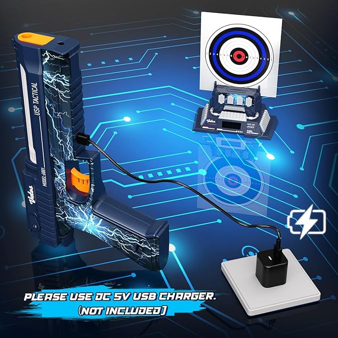 VATOS Smart Electronic Shooting Game Set, 2.4GHz Rechargeable Toy Gun with Auto-Scoring Target and Real-Time Voice Feedback, 4 Game Modes, Indoor and Outdoor Shooting Game Toy for Kids Age 10+, Teens