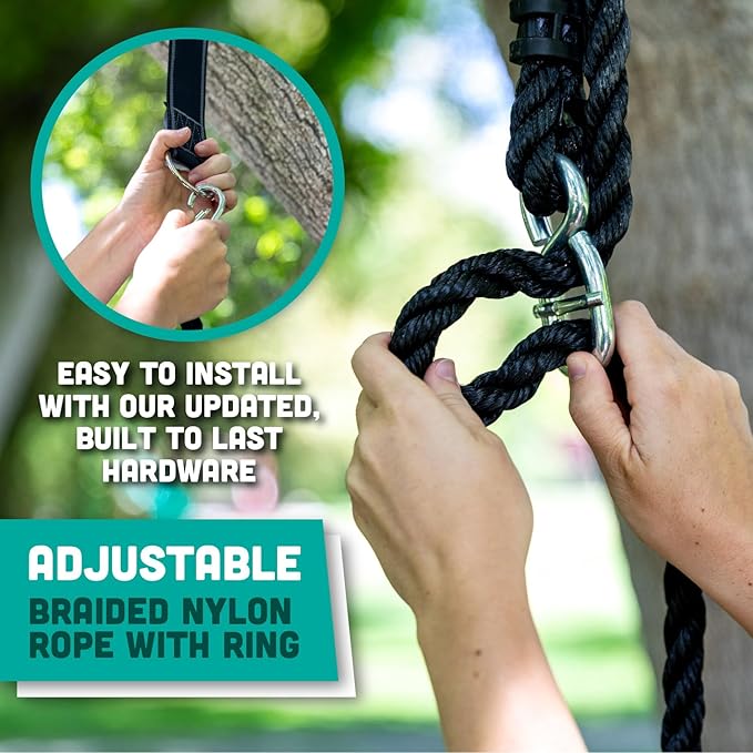 Squirrel Products Heavy Duty Plastic Tree Swing - Disc Rope Swing with Leg Protectors - Additions & Replacements - Outdoor Play Equipment - Blue