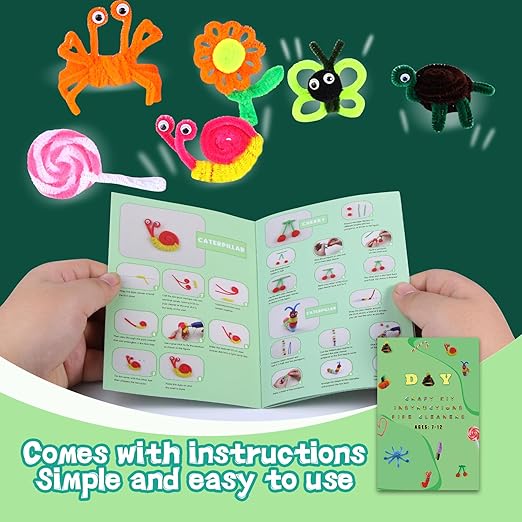 Zlulary Pipe Cleaners Craft, Pipe Cleaners Craft Supplies, Art and Crafts Kit with Instructions Arts Crafts Decorations
