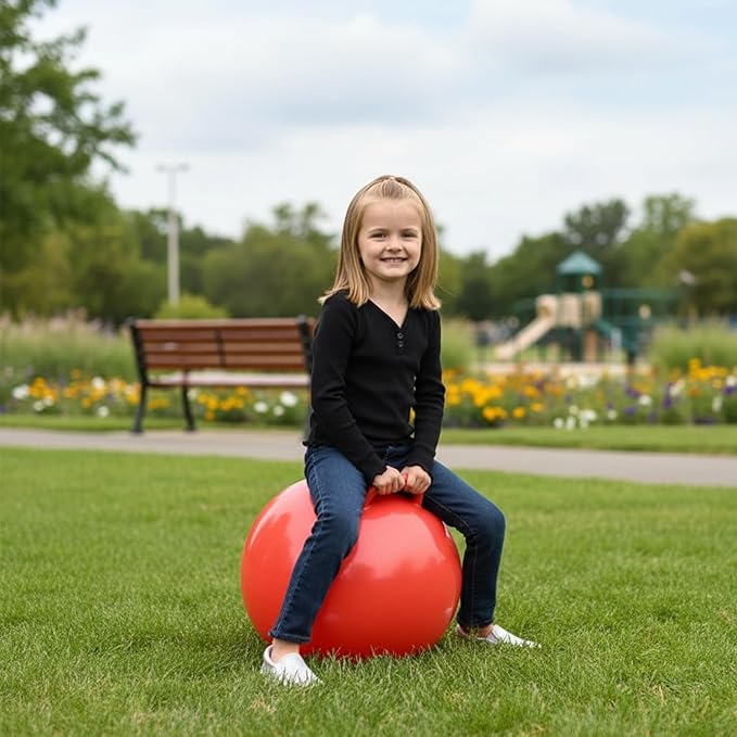 Red Hopper Ball - 18" (1 Pc.) - Thick Vinyl Jumping Ball with Handle - Perfect for Indoor and Outdoor Active Play