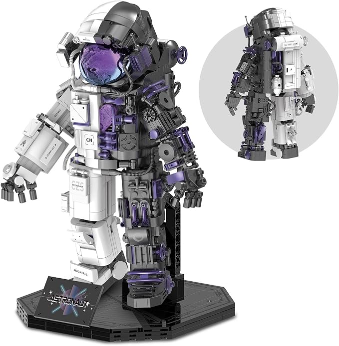 Finger Rock Space Astronaut Building Set for Adults, Semi-Mechanical Astronaut Action Model with Display Stand for Office Home Decorations, Spaceman Toys Gifts for Teens 14+