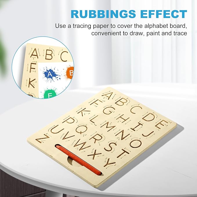 Wooden Letters Practicing Board,Reusable Handwriting Alphabet Tracing Board Double-Sided Toddlers and Preschool Gifts Learning Toys Learning to Write ABC for Kids Ages 3-8