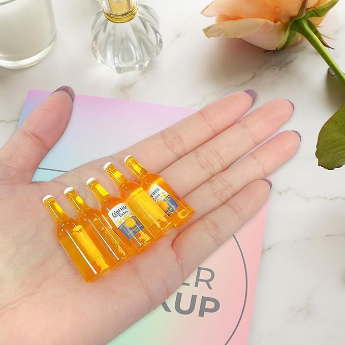 12Pcs 1:12 Scale Mini Miniature Bottles Wine Bottles miniverse Make it Mini Food Mini House Drink Accessories Dollhouse Decoration (12pcs Yellow)