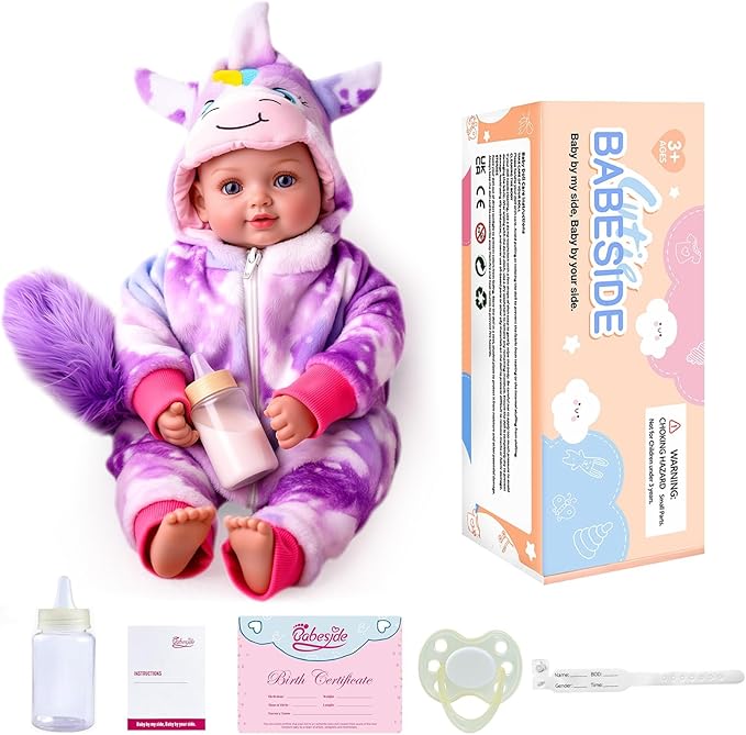 BABESIDE Baby Doll Girl - 15-Inch Realistic Baby Doll with Blue Eyes, Soft Body in Unicorn Outfit Life Like Baby Dolls That Look Real for 4 5 6 7 8 9 Years Girl, Birthday Gift and Pretend Play