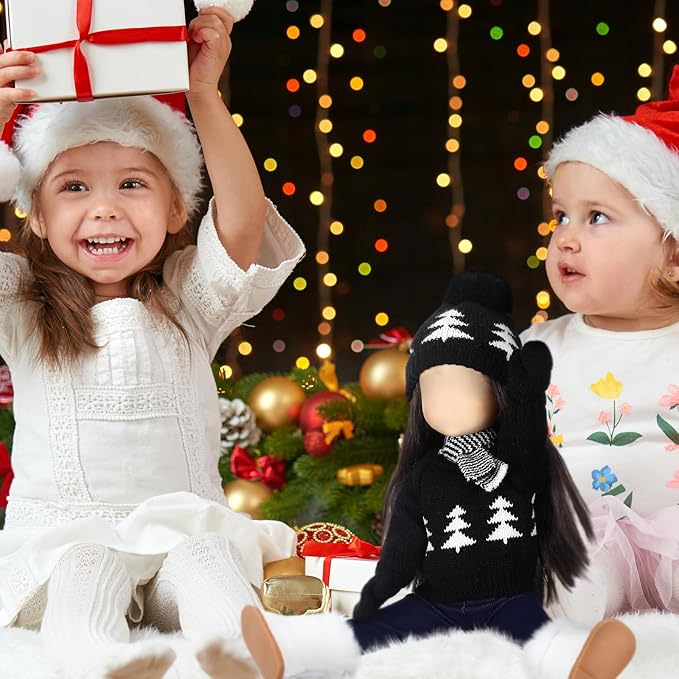 Bencailor 6 Pcs 18 Inch Christmas Doll Clothes and Accessories Winter Outfits Set Sweaters Trousers Hats Shoes Gloves for 18 Inch Doll Gifts(Black, White)