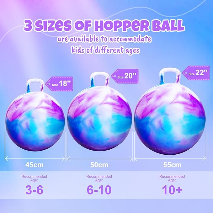 PlayZap Hopper Balls for Kids 6-12, 20 Inches Bouncy Ball with Handle, 20" Inflatable Bouncing Hopper, 50cm Bouncing Toys, Outdoor Hopping Toys for Girls Boys Gifts