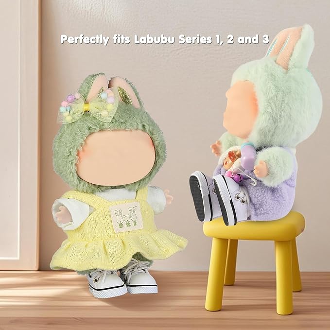 Premium Doll Shoes for Lububu, Cute Doll Shoes for 4-7in Dolls, Ideal for Lububu Outfits(White Canvas)