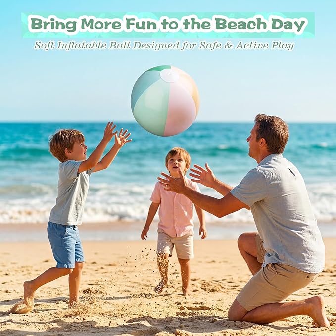 5 Pcs Inflatable Beach Balls 24 & 16 Inch Pastel PVC Large Beach Balls Bulk Blow up Pool Water Game Toy for Kid Adult Birthday Luau Summer Pool Party Favors Decorations(Morandi)