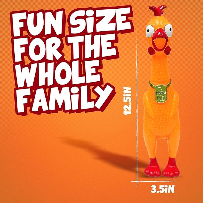 Animolds Squeeze Me Rubber Chicken Toy | Screaming Squeaky Chicken for Kids & Dogs | Novelty Prank Gag Gift (6 Pack Glow in The Dark)