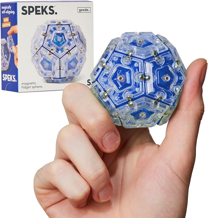 Speks Geode Magnetic Fidget Toy | Sensory Desk Toy for Adults & Teens 14+ | Stress Relief Gift | Sphere, Cobalt