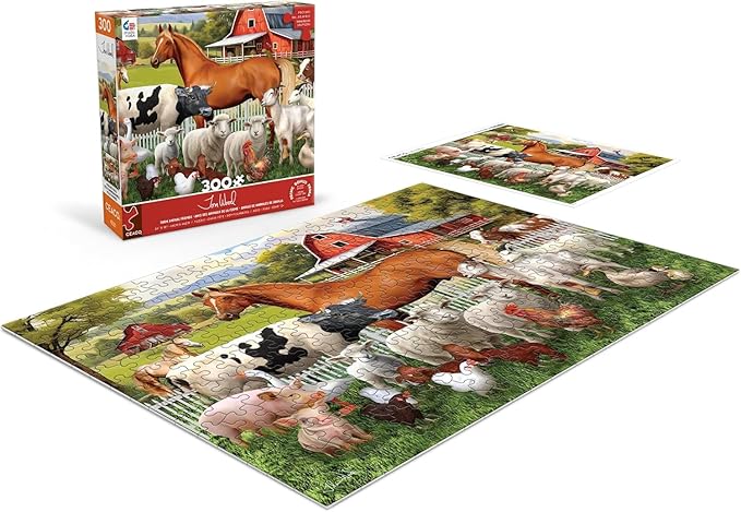 Ceaco - Tom Wood - Farm Animal Friends - 300 Oversized Piece Jigsaw Puzzle