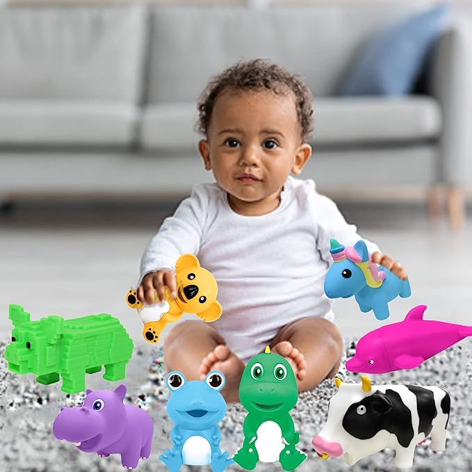Animolds Baby Squeaky Toy Squeeze Party Favors Toys for Boys Novelty Toys & Amusements Screaming Rubber Gag Gifts Small Animal Toys Funny Dog Toys 6-8In Baby Sensory Toys 2PK(Squeeze Me Shark 2PK)