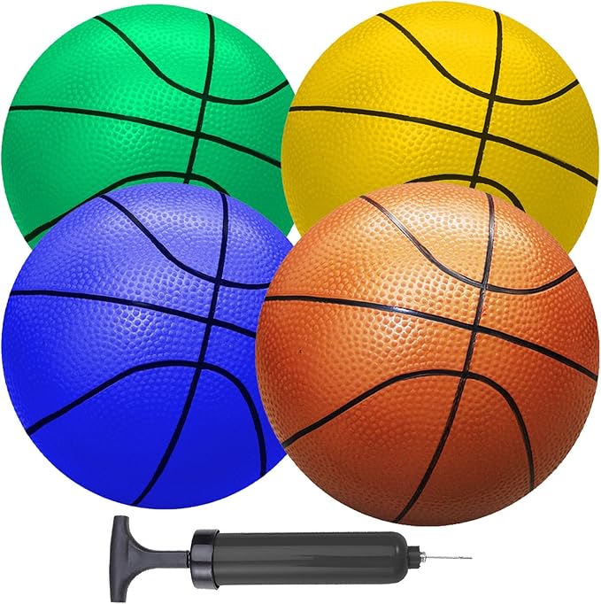 ABAJI Mini Basketballs 5" Toy Ball with Pump Needle Durable Material for Mini Hoop Toddlers Kids Teenagers for Pool Indoors Outdoors
