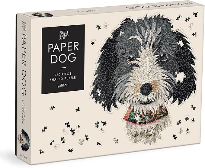 Galison Paper Dogs 750 Piece Shaped Puzzle - Soulful Dog Jigsaw Puzzle for Adults, Thick and Sturdy Pieces, Challenging and Fun Indoor Activity!