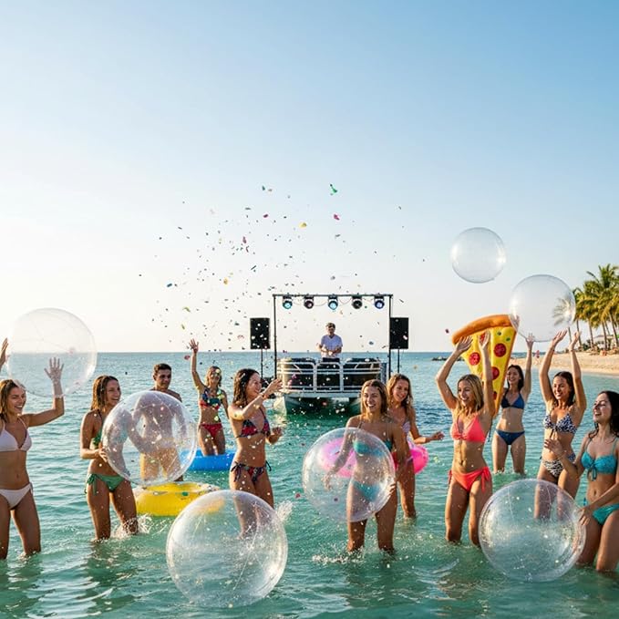 Hungdao12 Pieces Inflatable Clear Beach Ball Bulk 16 Inch 24 Inch Transparent Swimming Pool Bubble Ball for Ocean Under The Sea Hawaii Summer Luau Party DIY Favors