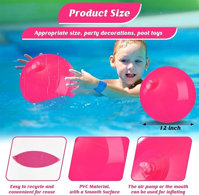 20 Pack Beach Ball - 12Inch Blow Up Beach Ball Party Supplies for Kids, Inflatable Floating Balls for Summer Pool Parties, Outdoor Activities & Birthday Decorations