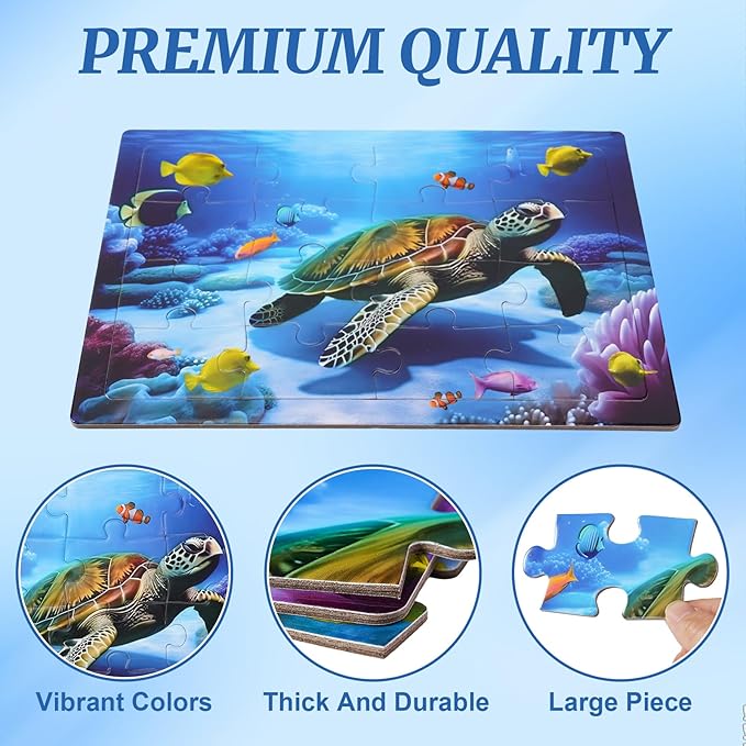 4 Pack 16 Large Piece Puzzles Dementia Alzheimer's Products and Activities - Memory Game for Patients in Nursing Home - Easy Puzzle for Adults for Seniors or Elderly Alzheimer's Patients (4pcs)